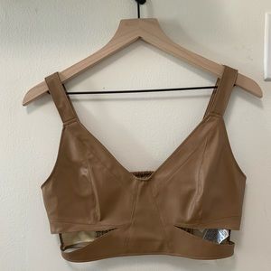 Brown Zara leather top, never worn, size Medium!